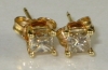 Clean .75 CT Genuine Diamond Stud Earrings Fancy Champagne 14K Princess