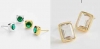 2 Sets of Earrings: Emerald Gemstone & White Topaz