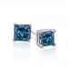Blue Diamond Stud Earrings 14k White Gold - Classic